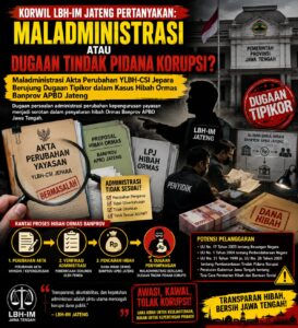 Korwil LBH-IM Jateng Angkat Bicara, Terkait Akte Perubahan YLBH-CSI Jepara Diduga Korupsi dalam Kasus Hibah Ormas Banprov APBD Jateng